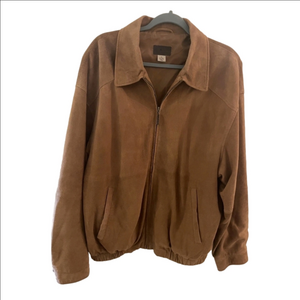 PENDLETON COGNAC-COLORED SUEDE 100% GOAT LEATHER BOMBER JACKET LARGE CLASSIC